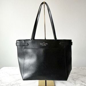 Kate Spade Staci Saffiano Leather Large Laptop Tote Shoulder Bag Black PRISTINE